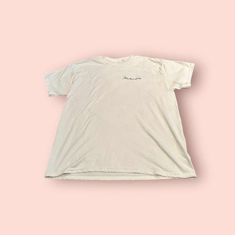Hybrid Apparel Men's Cream Short Sleeve Tee Muhammad Ali Boxing Size Large